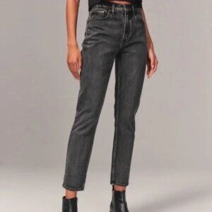 Abercrombie & Fitch (Curve Love) The Mom High Rise Grey Black Jeans Size 0 / 25